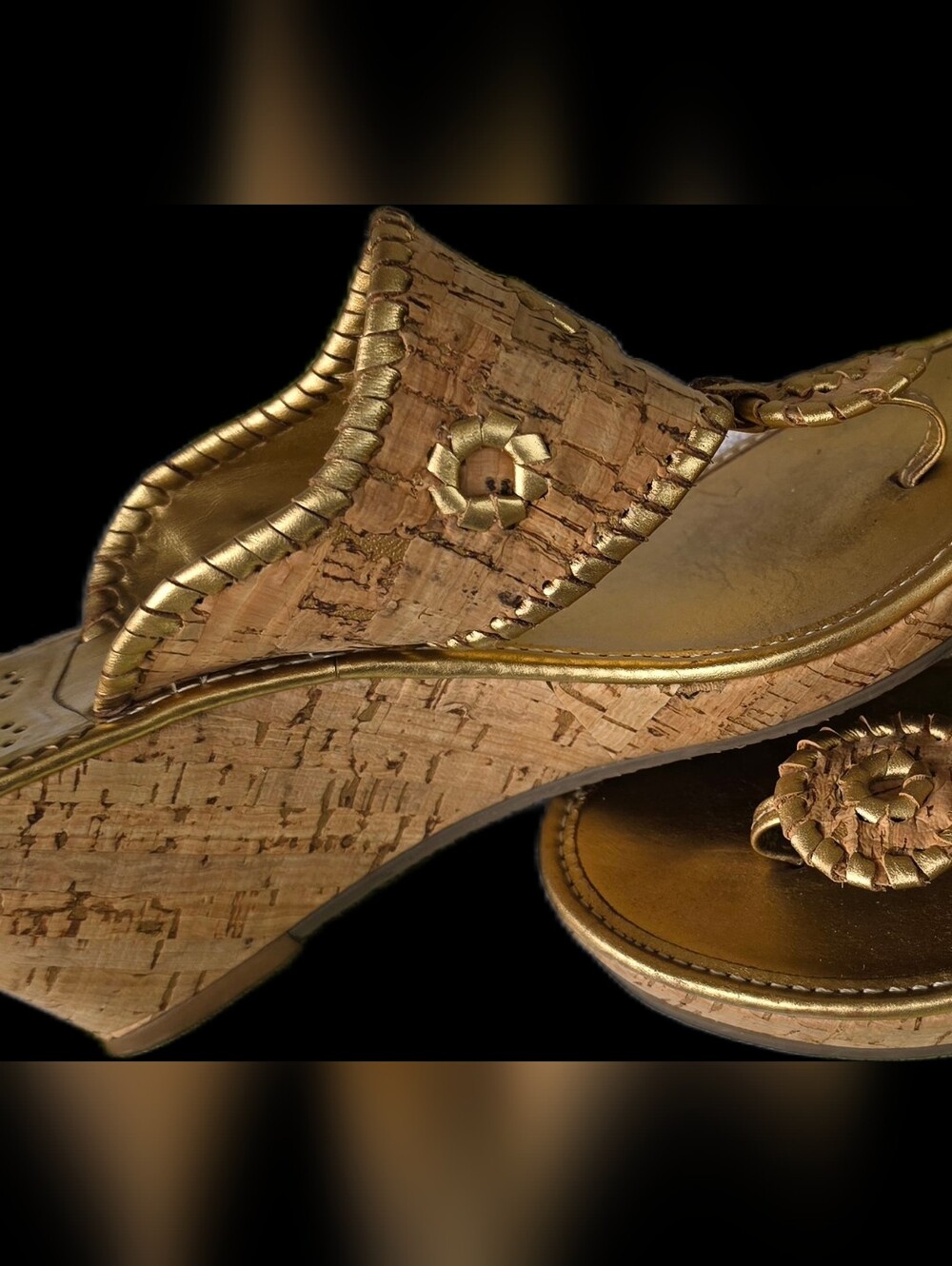Jack Roger's Women’s Gold Cork Thong Sandals Size 8.5 Good Condition